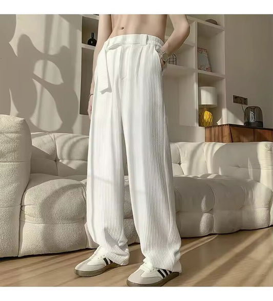 Baggy Casual Pants Men Simple Elegant Handsome Smart Casual British Style All-match Daily Soft Full-length Trousers High Street