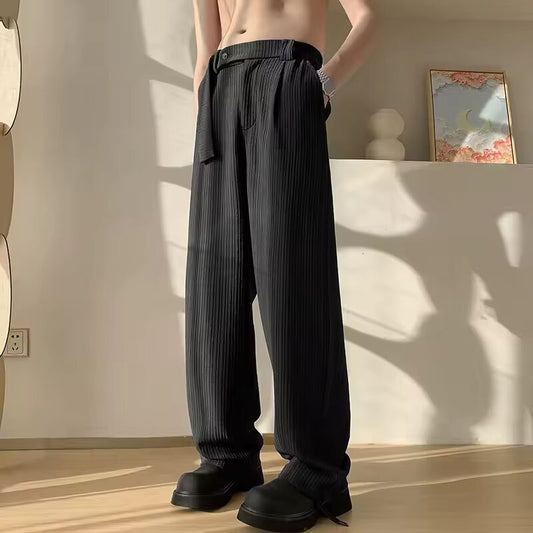 Baggy Casual Pants Men Simple Elegant Handsome Smart Casual British Style All-match Daily Soft Full-length Trousers High Street
